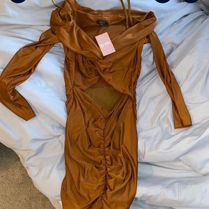 Gold Brown Midi Dress